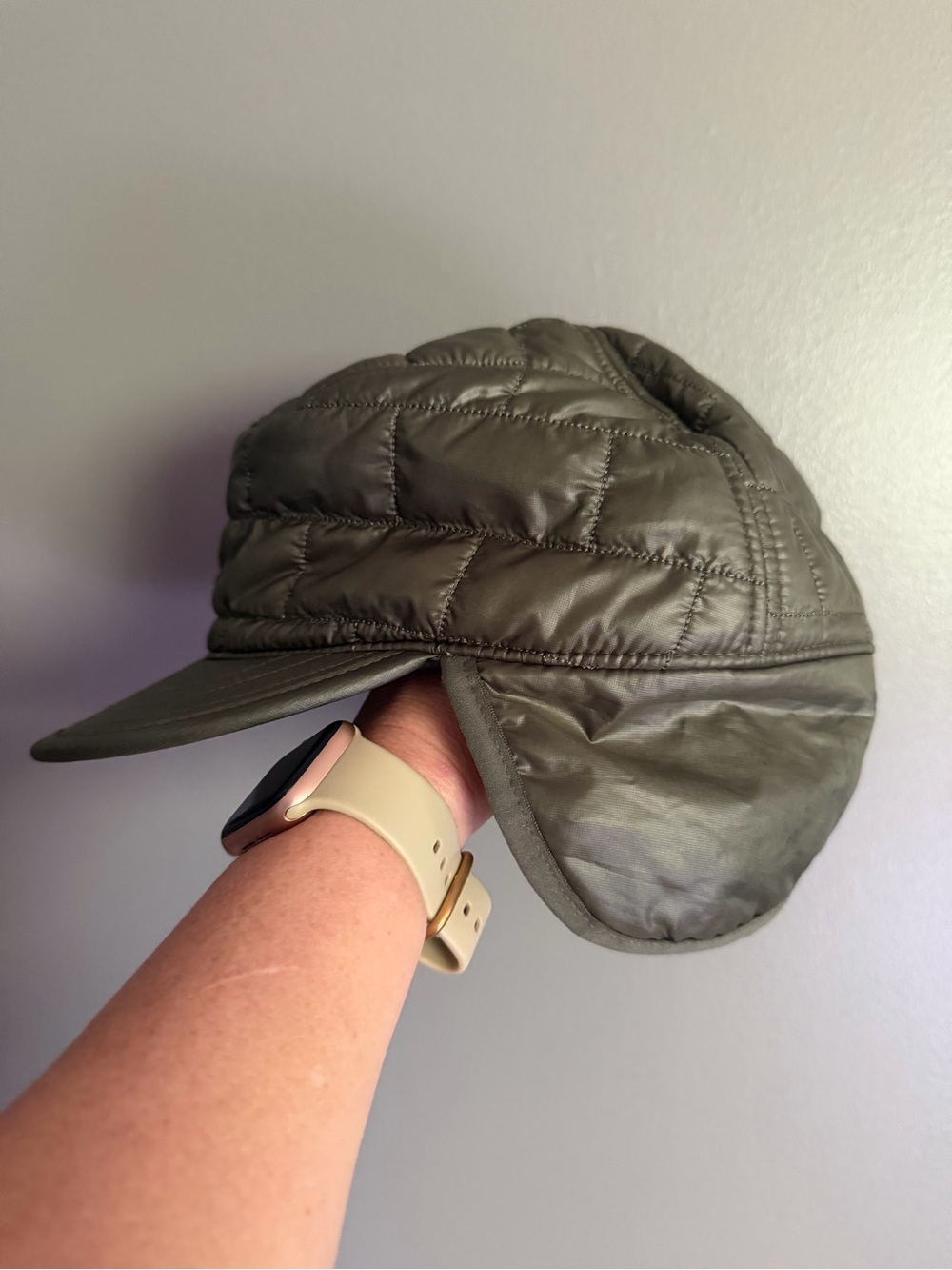 Patagonia Nano Puff Trapper Hat in Olive Green